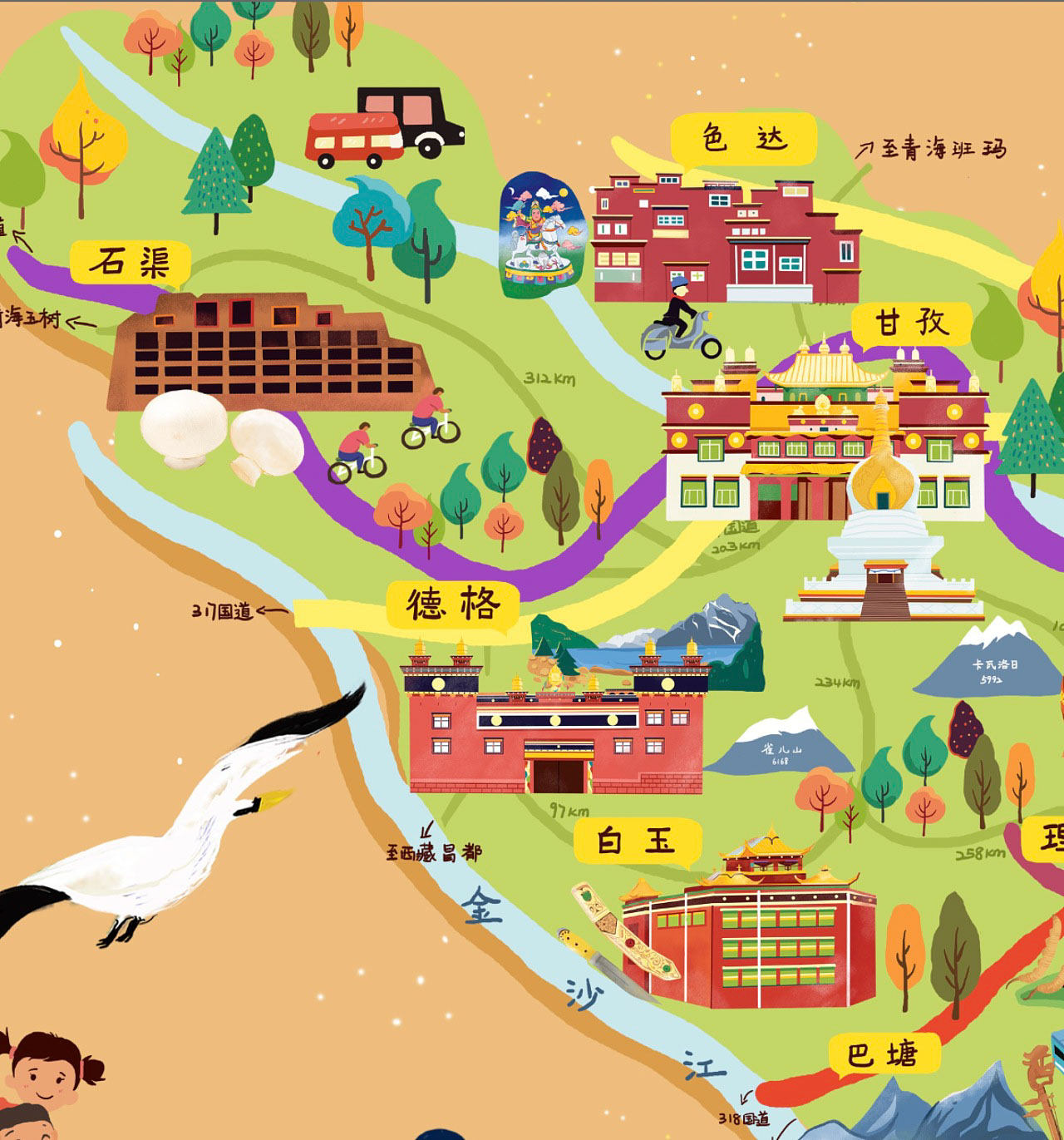 灵山手绘地图景区的文化宝库