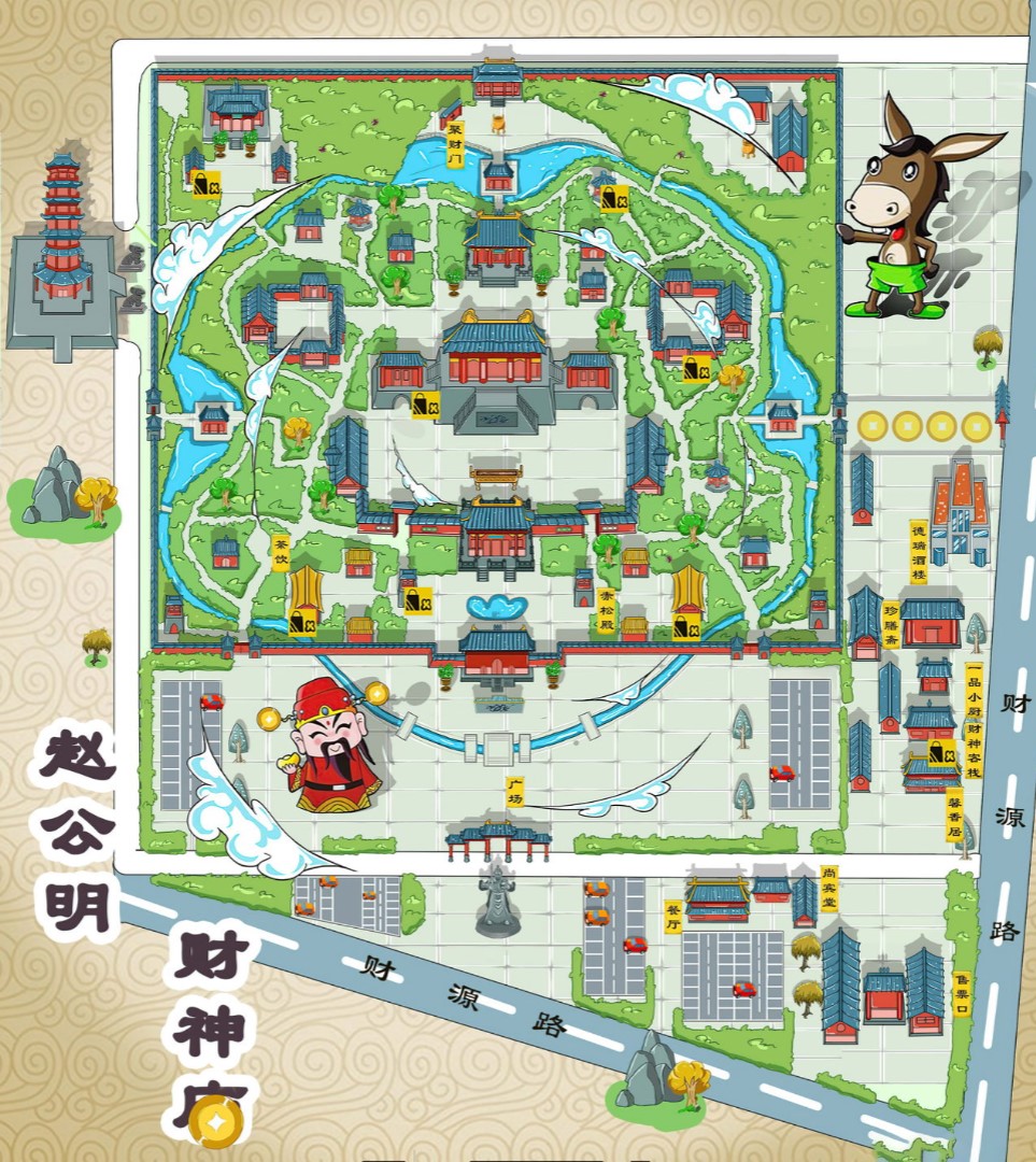 灵山寺庙类手绘地图
